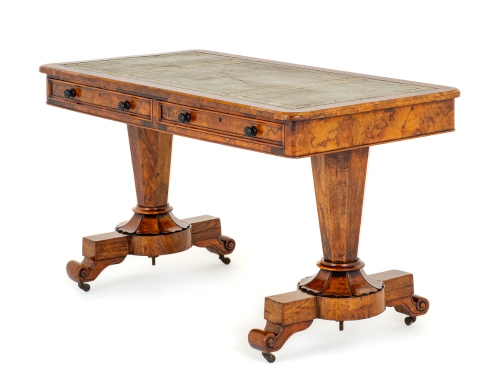 William IV Burr Walnut Library Table,