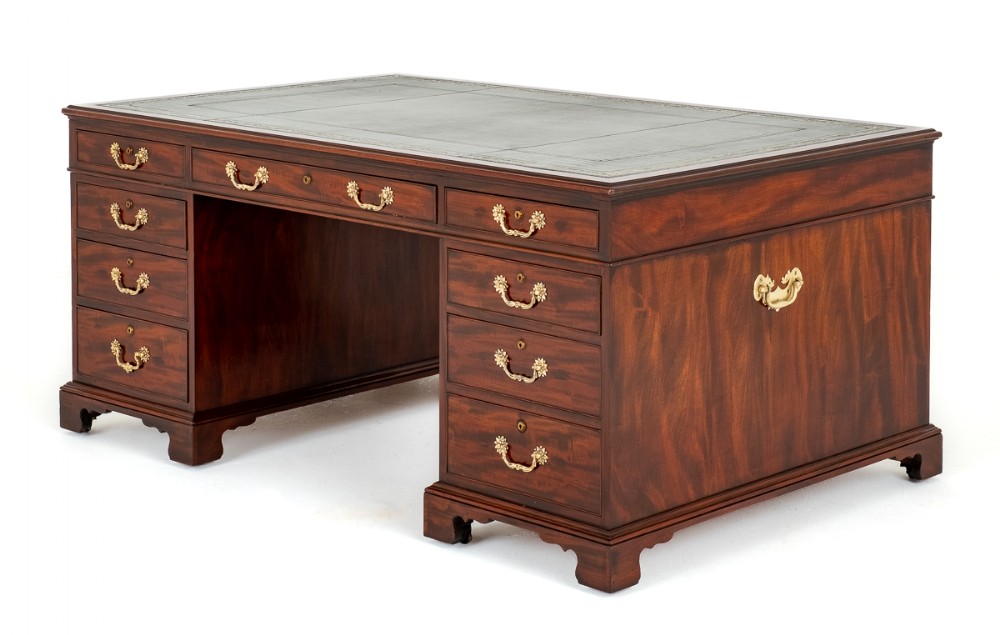 Fabulous 18 Drawer Regency Mahogany Partners Desk.