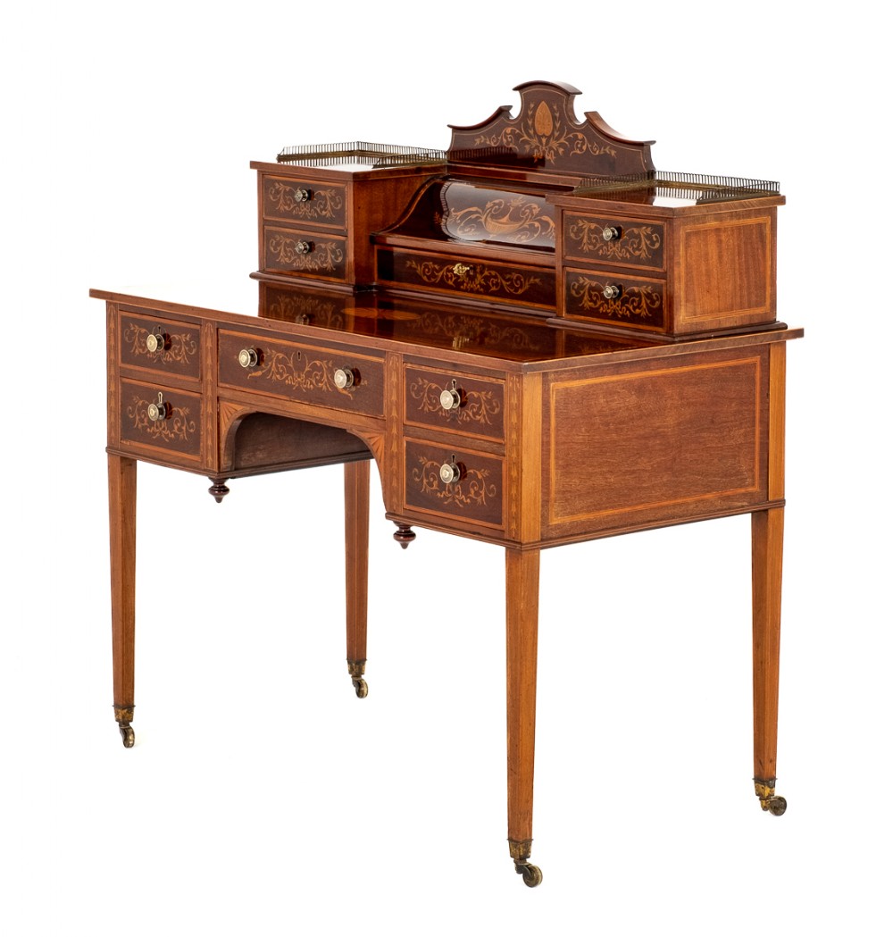 Stunning Mahogany Inlaid Bonheur Du Jour