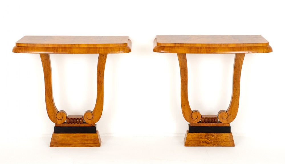 Very Stylish Pair of Art Deco Walnut Console Tables