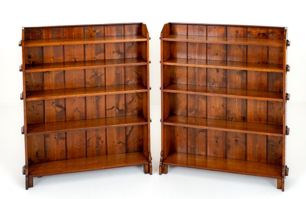Pair of Oak Arts and Crafts Open Bookcases