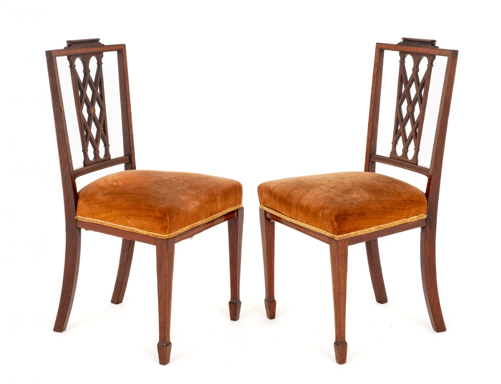 Pair of Mahogany Sheraton Revival Side Chairs