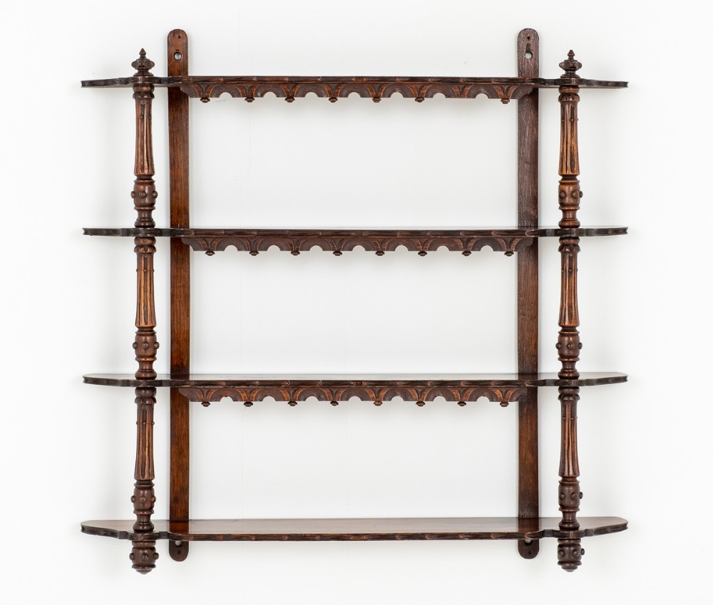 Victorian Oak Wall Hanging Rack