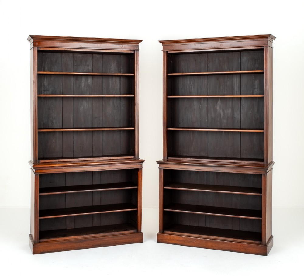 Pair of Victorian mahogany open bookcases