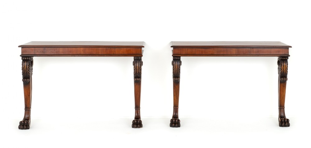 Pair of Georgian Revival Mahogany Console Tables