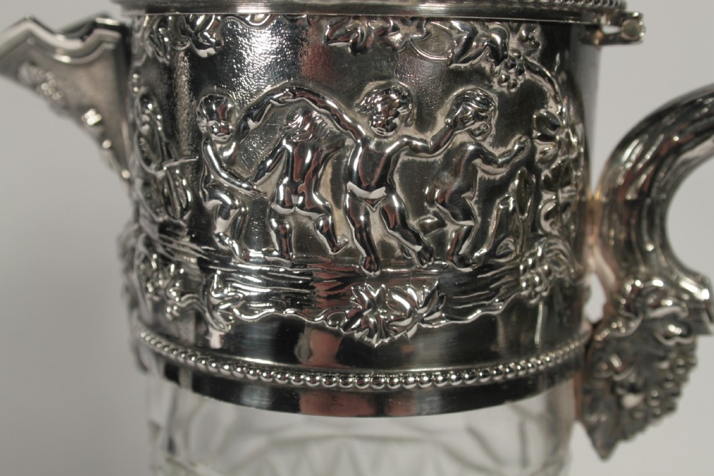 A Pair of Cut Glass and Silver Plate Portuguese Claret Jugs View IV