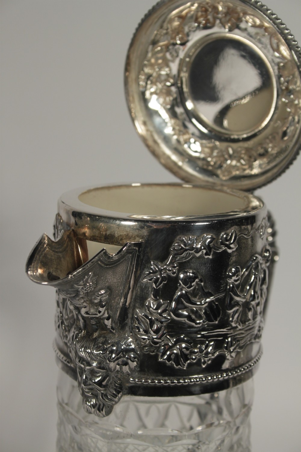 A Pair of Cut Glass and Silver Plate Portuguese Claret Jugs View VI