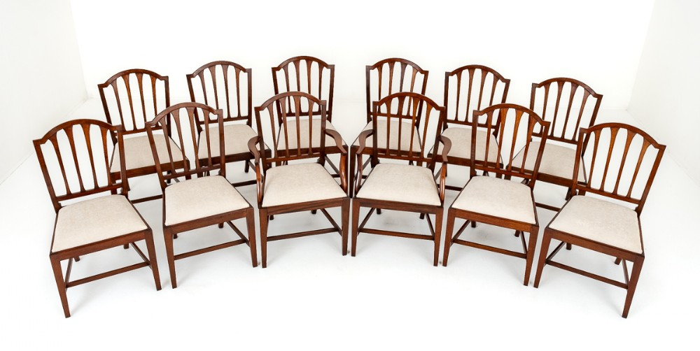 Set of 12 Mahogany Georgian Revival Dining Chairs