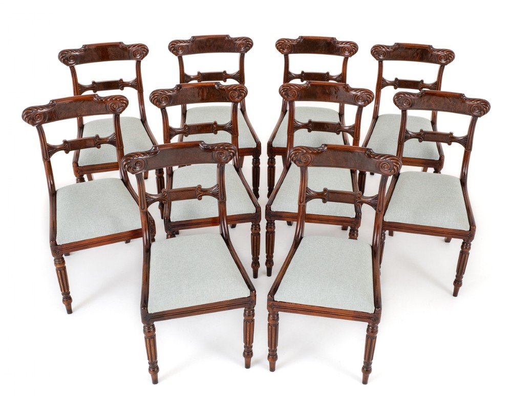 Set of 10 William IV Style Mahogany Dining Chairs