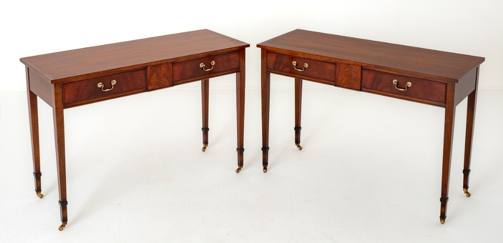 Pair of Regency Revival Mahogany Console Tables