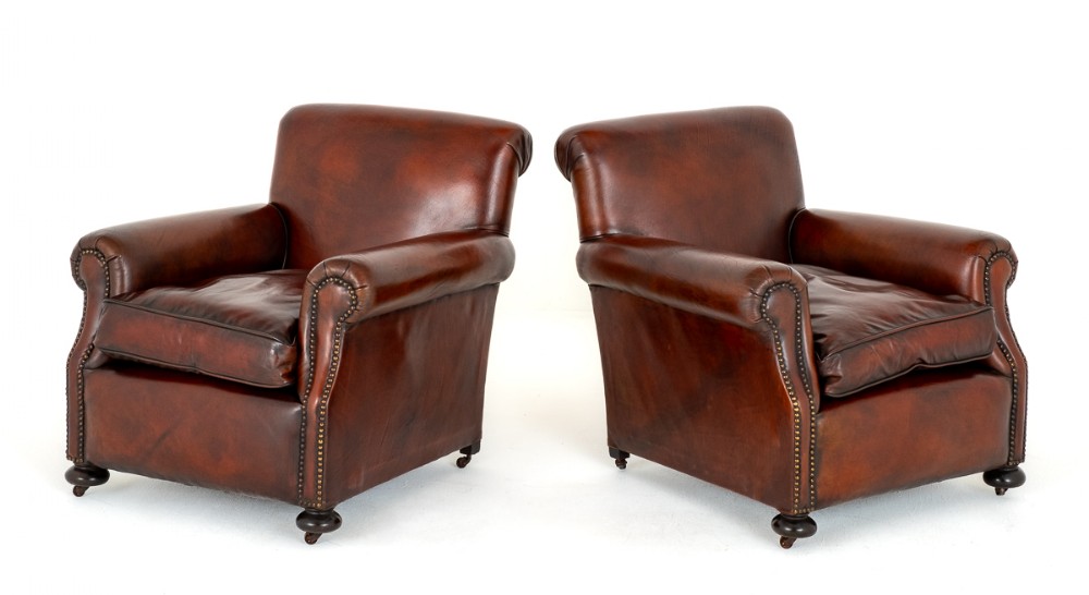 Good Pair of Victorian Leather Club Chairs