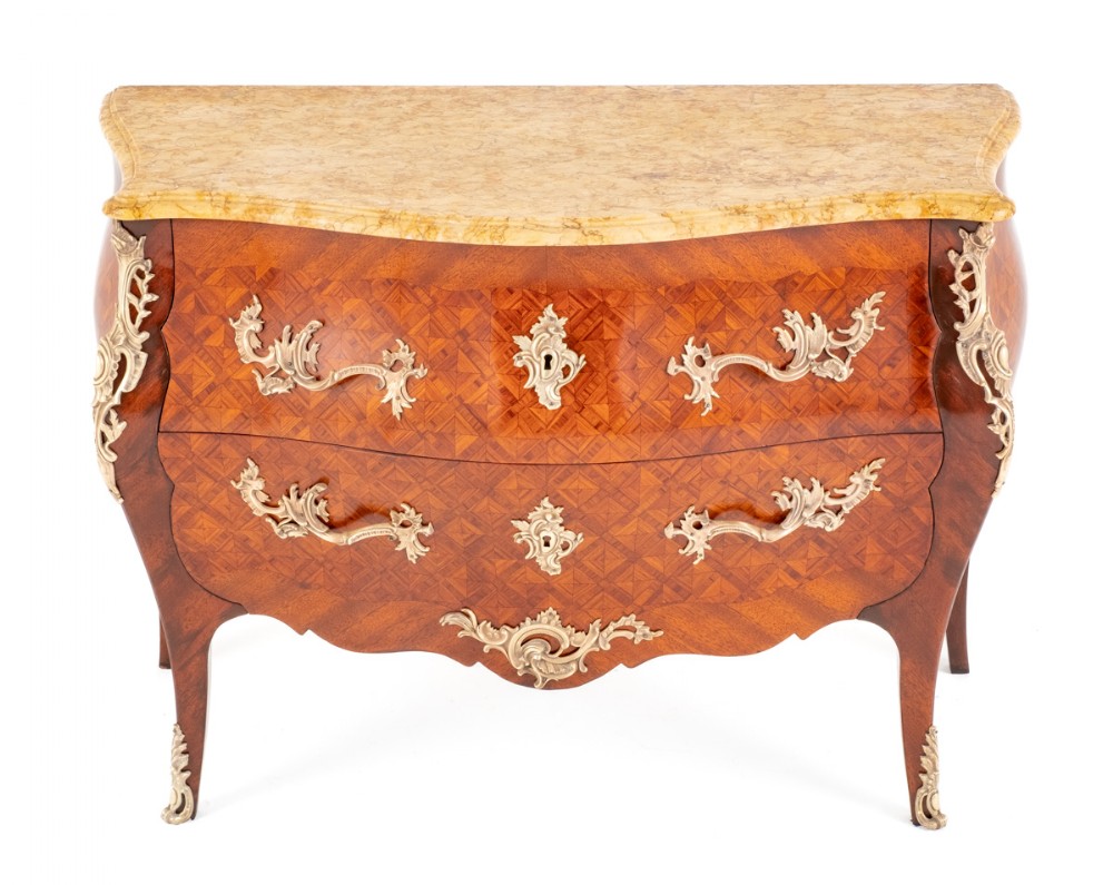 French Walnut Louis XVI Style Serpentine Commode