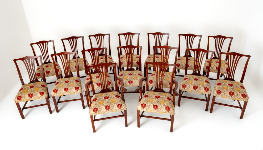 Set of 16 Mahogany Chippendale Style Dining Chairs