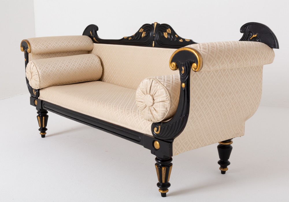 Rather Splendid Regency Ebonised and Gilt Double Ended Settee