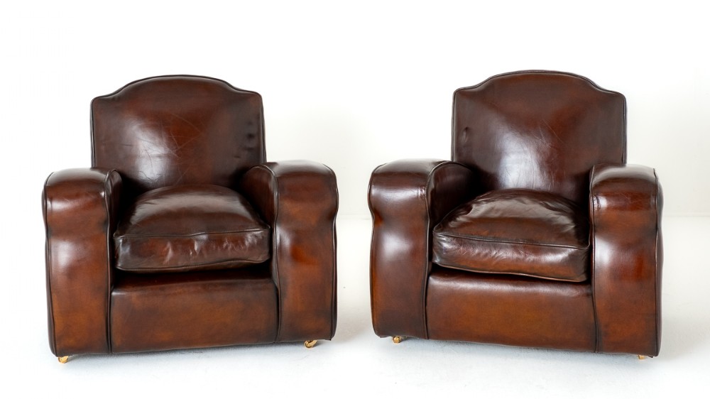 Good Pair of Art Deco Leather Club Chairs