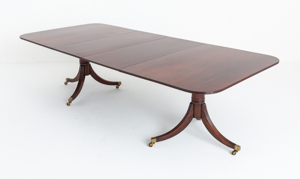 Mahogany Regency Revival 2 Pedestal Dining Table.