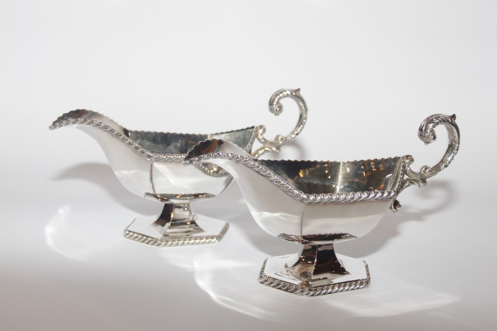 Pair of 18th Century Style Silver Plate Sauce Boat