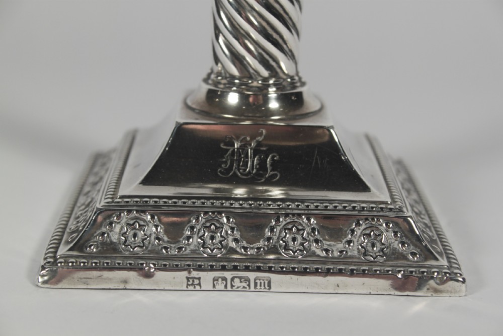 Pair of Edward VII Silver Candlesticks View II