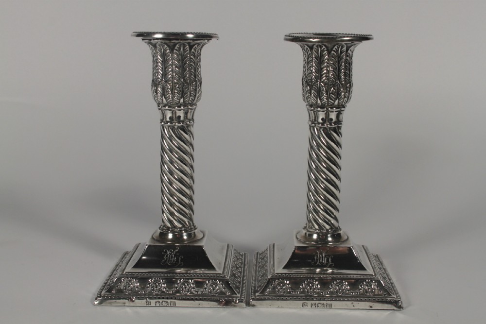 Pair of Edward VII Silver Candlesticks