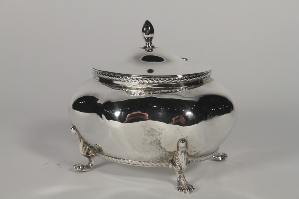 Silver Victorian Caddy of a Plain Bombe Design