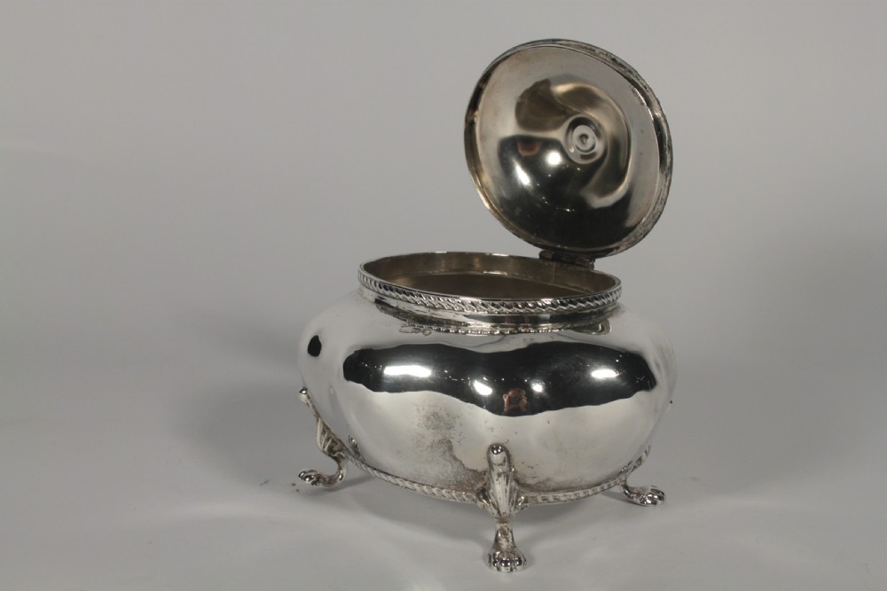 Silver Victorian Caddy of a Plain Bombe Design View II
