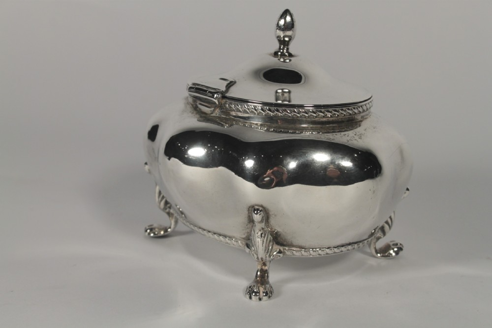 Silver Victorian Caddy of a Plain Bombe Design View III
