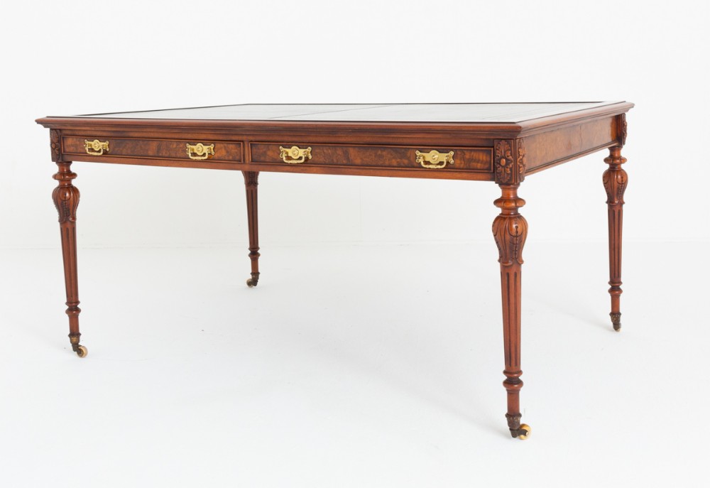 Large Victorian Burr Walnut Writing Table