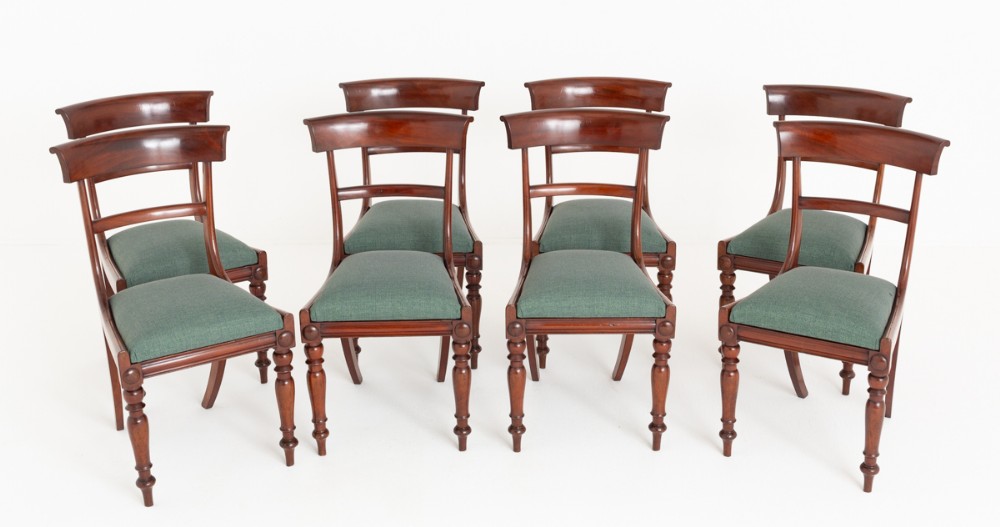 Set of 8 Victorian Mahogany Bar Back Dining Chairs