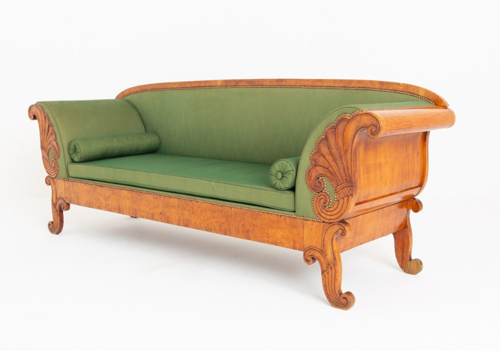 Amazing Scandinavian Biedermeier Style Birch Sofa