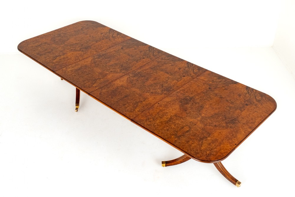 Burr Walnut Regency Revival Dining Table