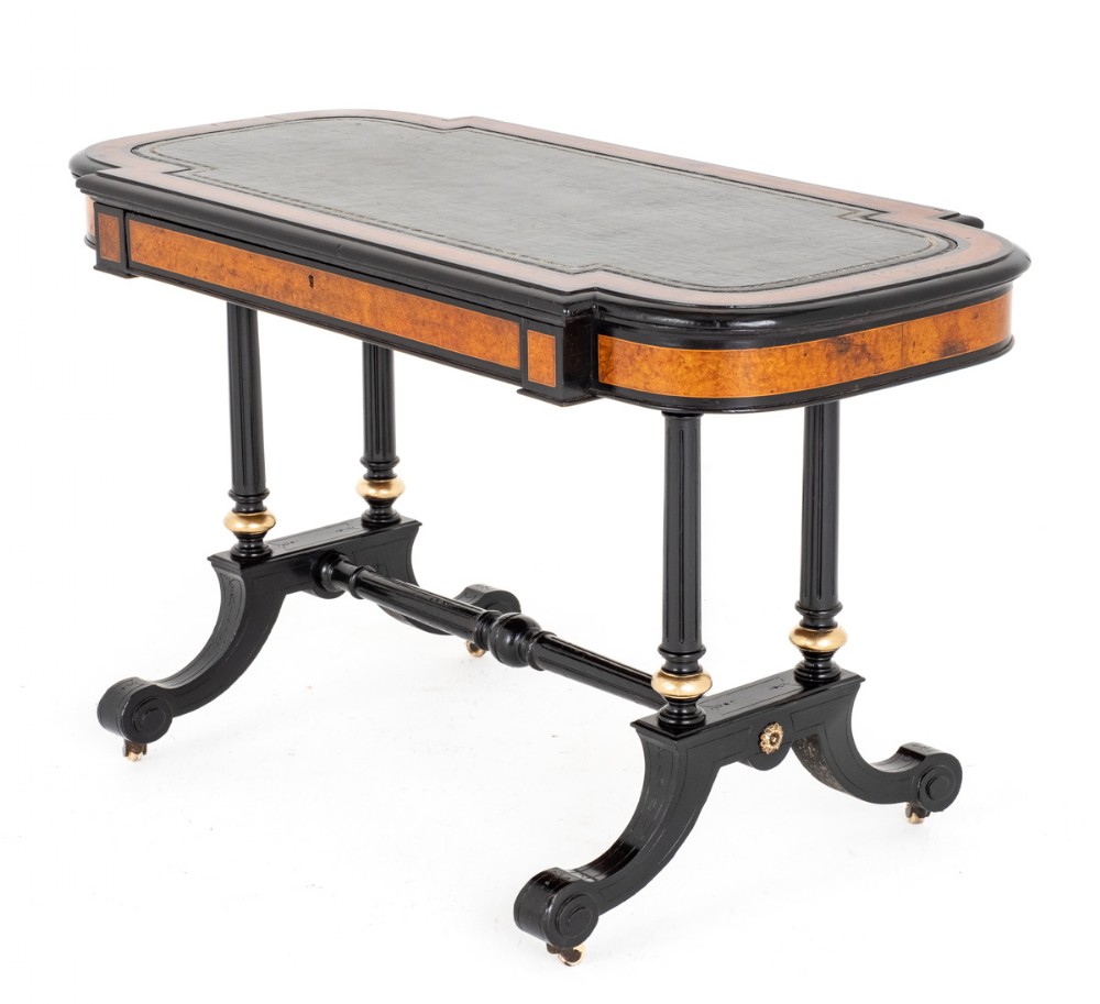 Quality Burr Walnut and Ebonised Writing Table