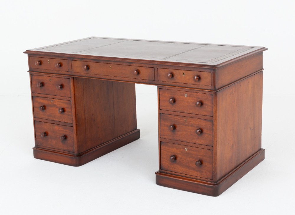 Victorian Mahogany Twin Pedestal Desk