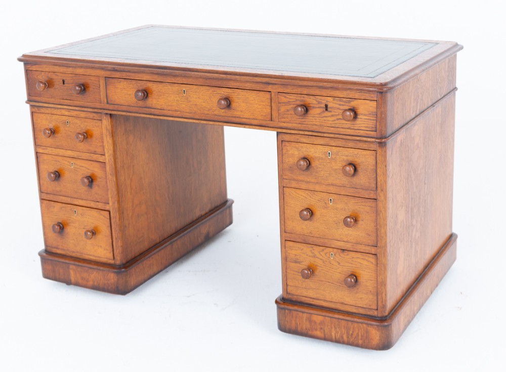 Victorian Oak Pedestal Desk
