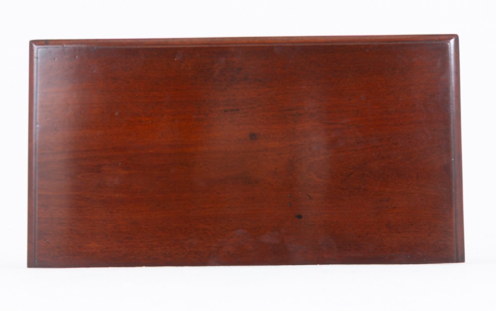 A Victorian mahogany side table featuring a rectangular top, a single frieze drawer with two dark turned knobs, and four slender turned legs. View V