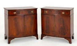 PAIR OF MAHOGANY SHERATON REVIVAL SIDE CABINETS