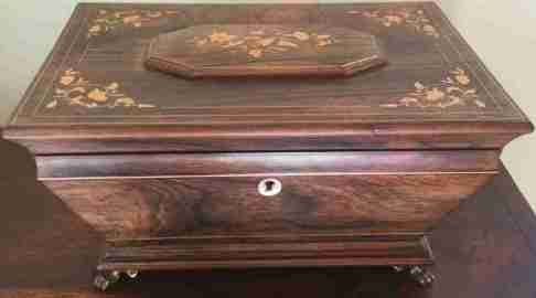 19th Century Rosewood and Marquetry Jewellery / Work Box