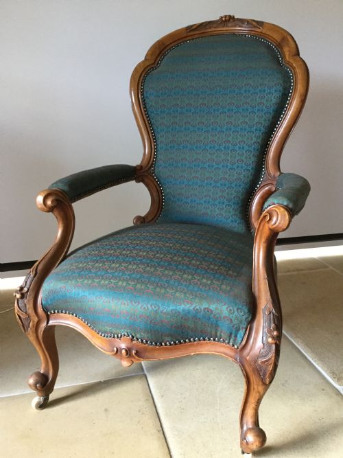 Victorian Walnut Open Arm Chair