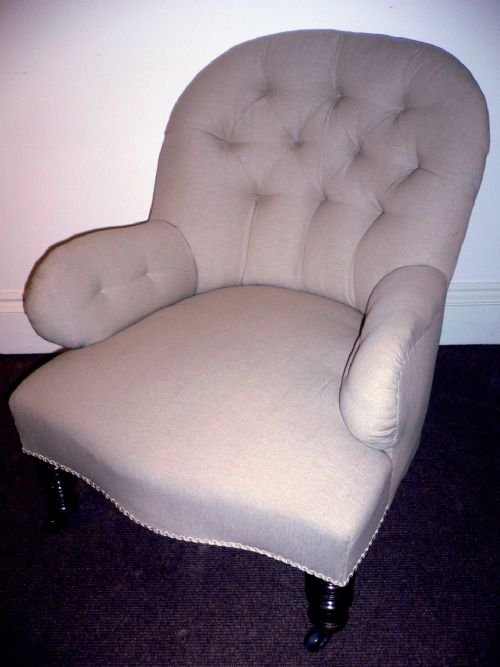 19thc Mahogany Button Back Armchair