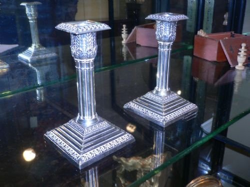 Pair of Late 19thc Silver Plated Dwarf  Candle Sticks