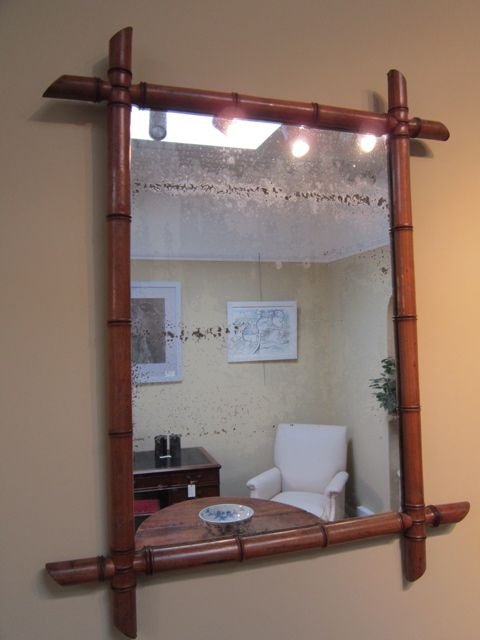 A 19thc. “Bamboo” Style Framed Mirror.