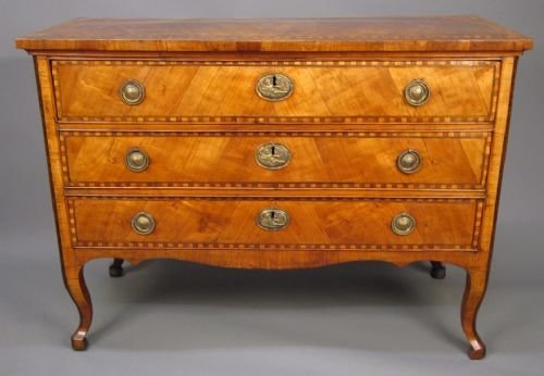 18thc. Italian Fruitwood Commode Chest.