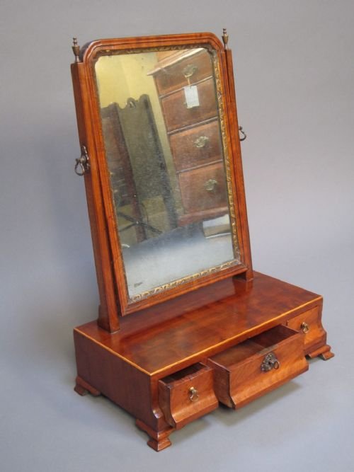 An 18thc. Mahogany & Box Wood Dressing Mirror