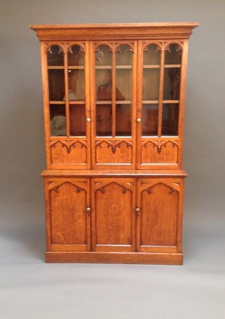 A Wonderful 19thc. Oak Gothic Glazed
cabinet on Cupboard Base