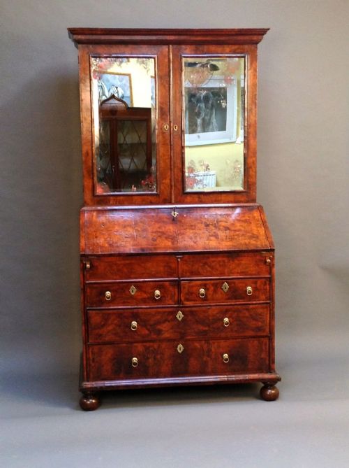 fig 1. An Early 18thc. Burr Walnut Bureau Bookcase