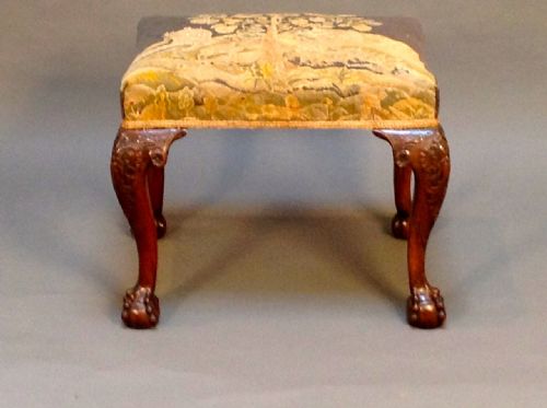 A 19thc Walnut Carved Cabriole Legs Stool
ball and Claw Feet and Tapestry Seat