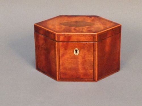 A Georgian Hexagonal Mahogany Tea Caddy