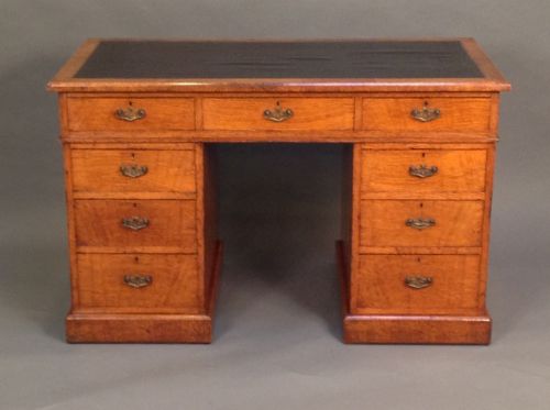 Mid 19thc. Pollard Oak Pedestal Desk