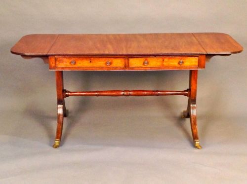 Regency Mahogany Sofa Table with Reeded Top