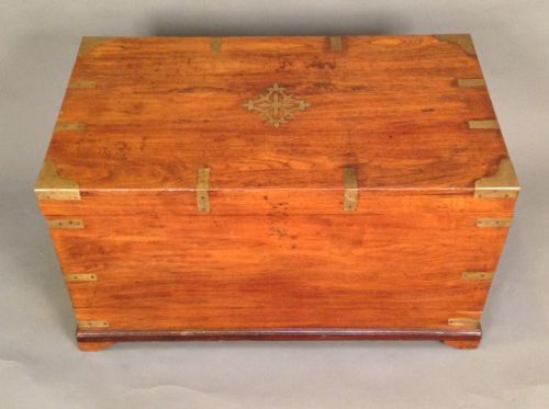 19thc. Brass Bound Teak Chest/coffee Table