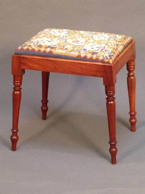 A 19thc Mahogany Stool
with Tapestry Cover

